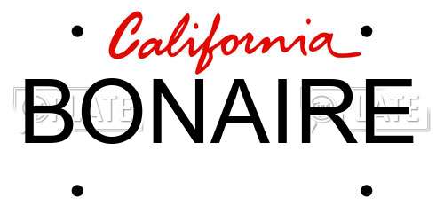 BONAIRE California License Plate