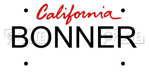 BONNER California License Plate