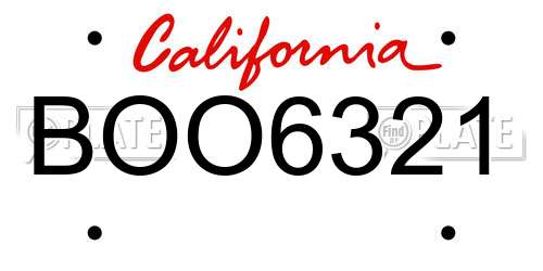 BOO6321 California License Plate