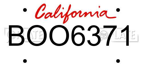 BOO6371 California License Plate