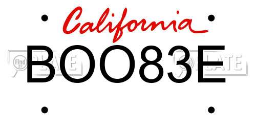BOO83E California License Plate