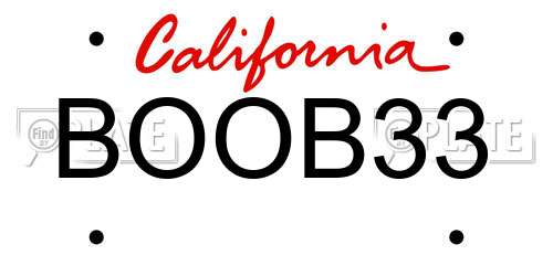 BOOB33 California License Plate
