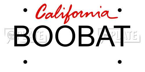 BOOBAT California License Plate