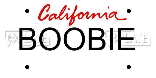 BOOBIE California License Plate