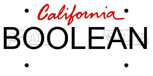 BOOLEAN California License Plate