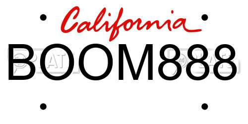 BOOM888 California License Plate