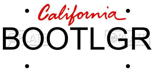 BOOTLGR California License Plate