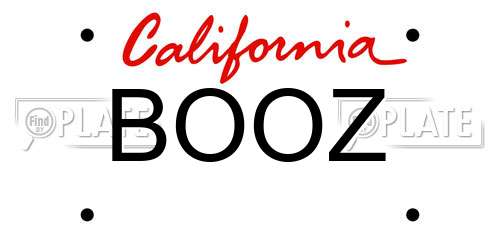 BOOZ California License Plate