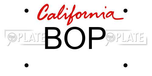 BOP California License Plate