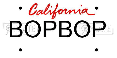 BOPBOP California License Plate
