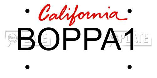BOPPA1 California License Plate