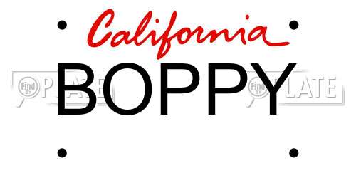 BOPPY California License Plate