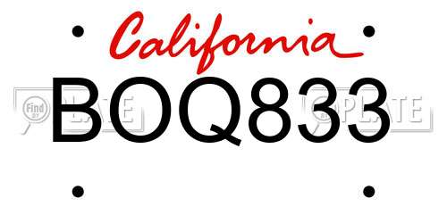 BOQ833 California License Plate