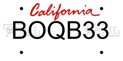 BOQB33 California License Plate