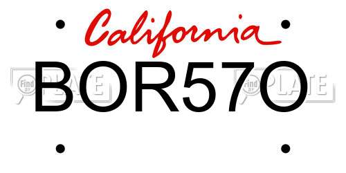 BOR57O California License Plate