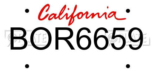 BOR6659 California License Plate