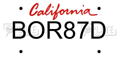 BOR87D California License Plate