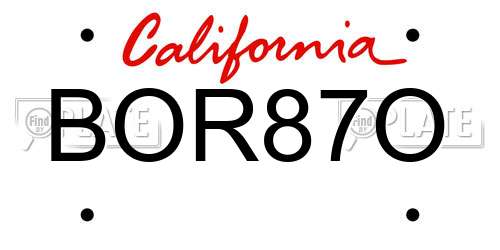 BOR87O California License Plate