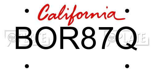 BOR87Q California License Plate