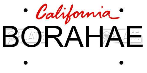 BORAHAE California License Plate