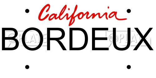 BORDEUX California License Plate