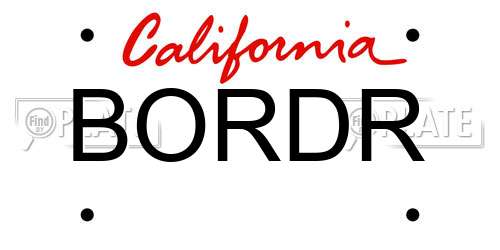 BORDR California License Plate
