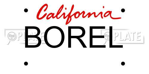 BOREL California License Plate