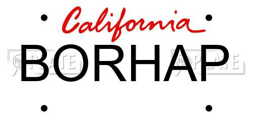 BORHAP California License Plate