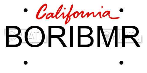 BORIBMR California License Plate