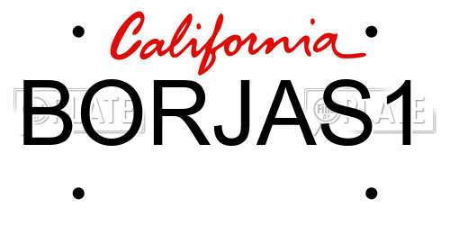 BORJAS1 California License Plate