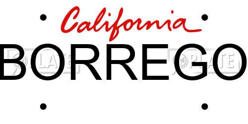 BORREGO California License Plate