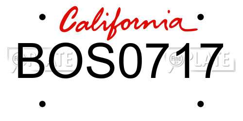 BOS0717 California License Plate
