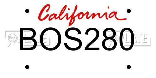 BOS280 California License Plate