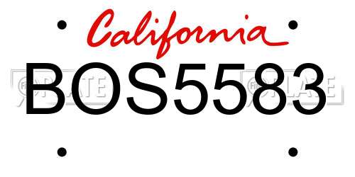 BOS5583 California License Plate