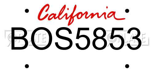 BOS5853 California License Plate