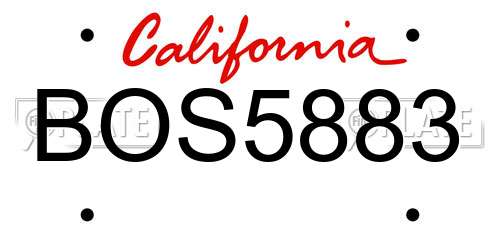 BOS5883 California License Plate