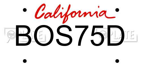 BOS75D California License Plate