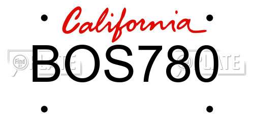 BOS780 California License Plate