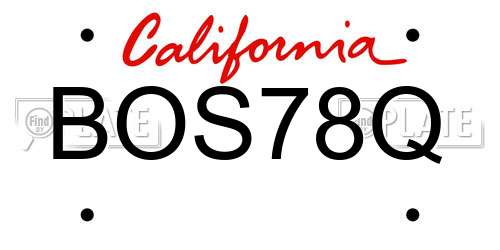 BOS78Q California License Plate