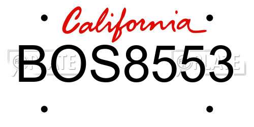 BOS8553 California License Plate