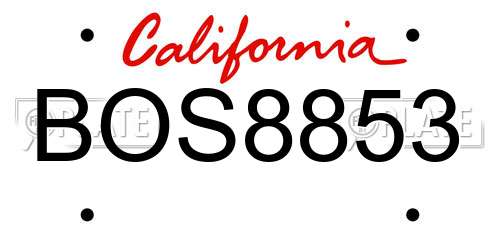 BOS8853 California License Plate