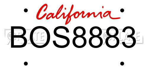 BOS8883 California License Plate