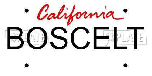BOSCELT California License Plate