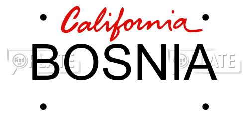 BOSNIA California License Plate