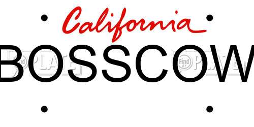 BOSSCOW California License Plate