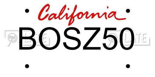BOSZ50 California License Plate