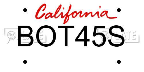 BOT45S California License Plate