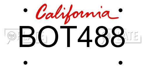 BOT488 California License Plate