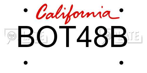 BOT48B California License Plate