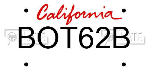 BOT62B California License Plate